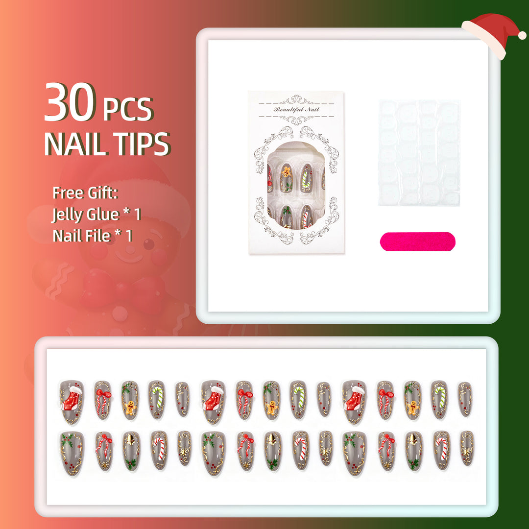 Holiday-Themed Decorative Press-On Nails