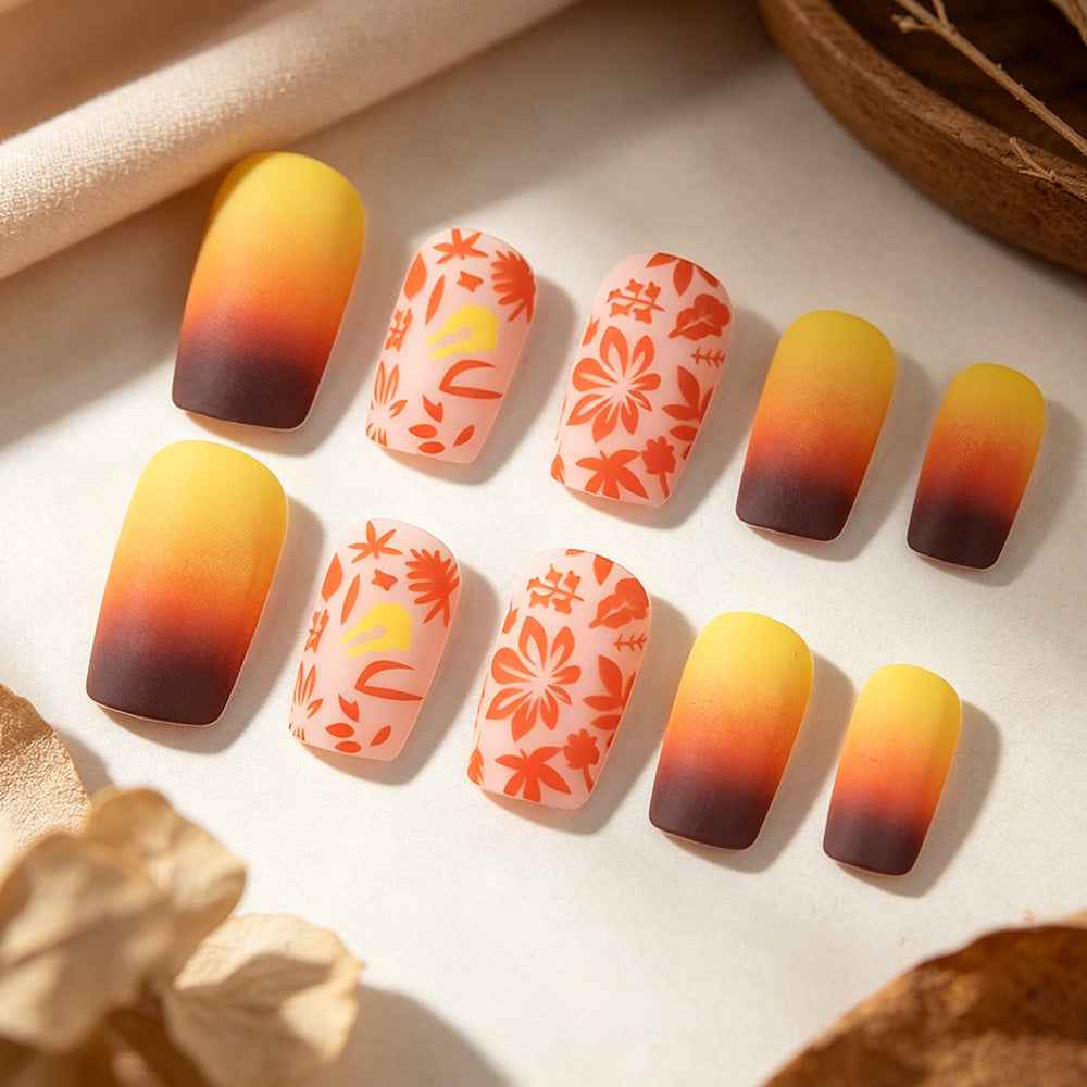 Artistic Gradient Floral Nail Design Kalsten