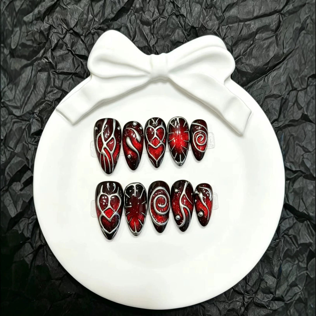 Artistic Nail Art Press-On Nail Set with Charming Glitter Accents