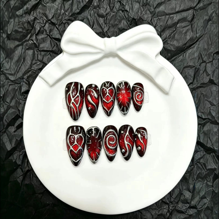 Artistic Nail Art Press-On Nail Set with Charming Glitter Accents
