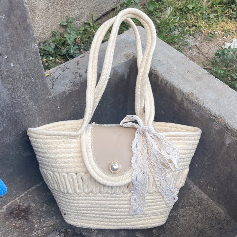 Women's Fashion Handbag with Colorful Cotton Weave Kalsten