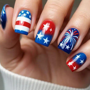 Creative Nail Design Set with Star and Stripe Motifs Kalsten