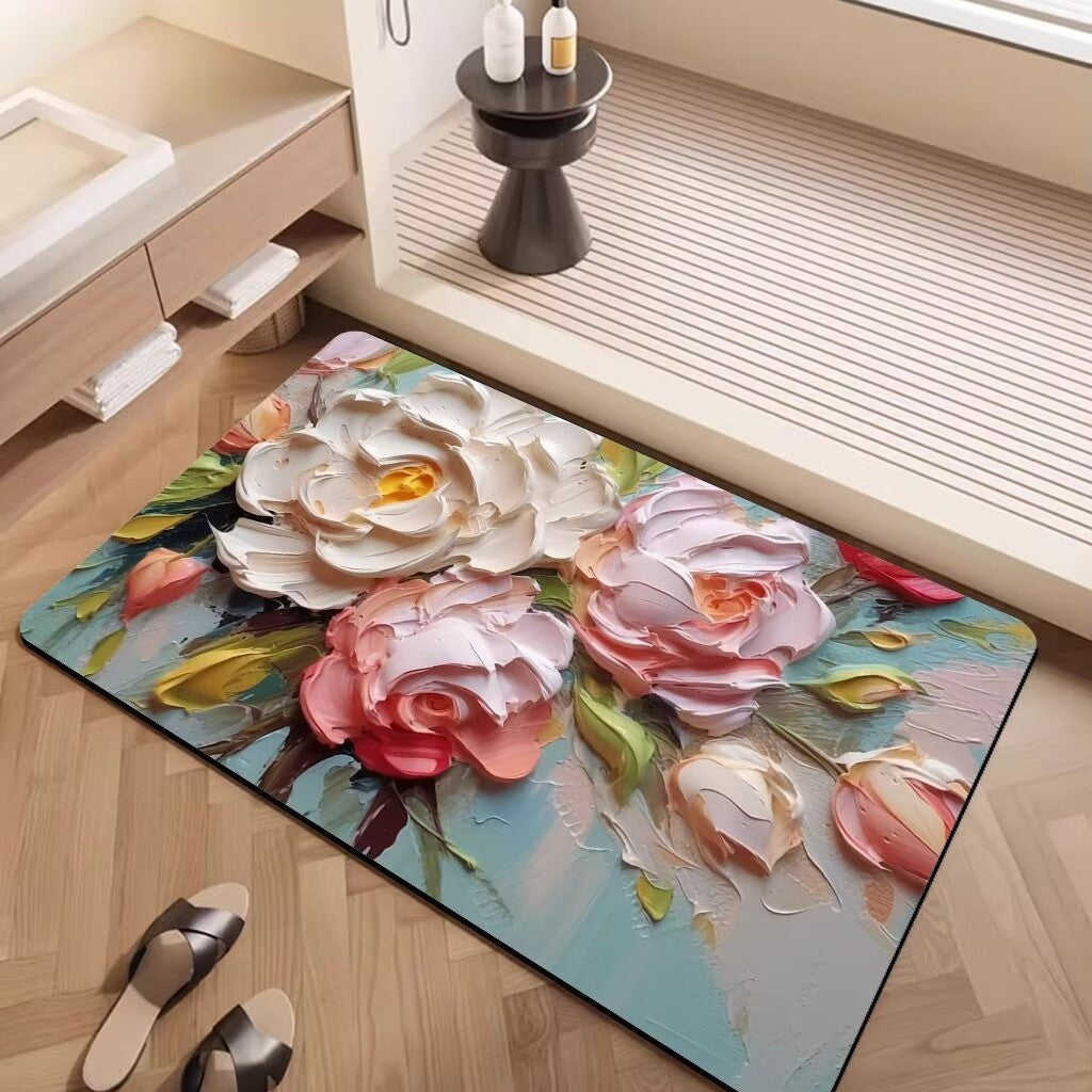 Artistic Floral Pattern Area Mat Kalsten