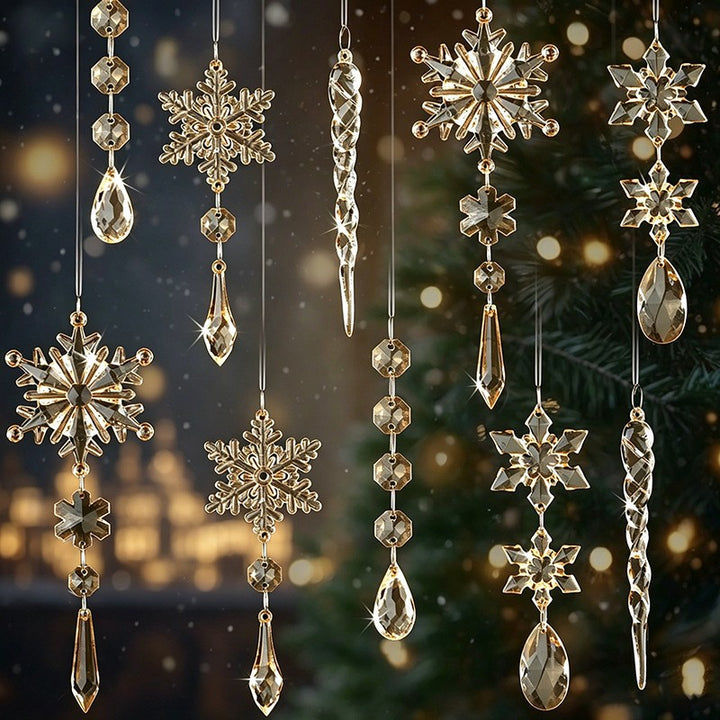 Crystal Snowflake Ornaments Set