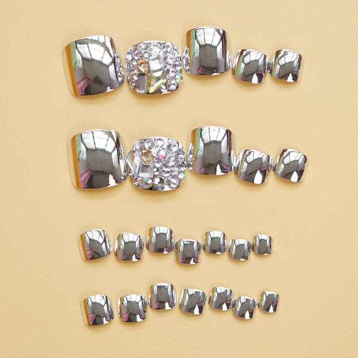 Decorative Rhinestone-Enhanced Press-On Toenails