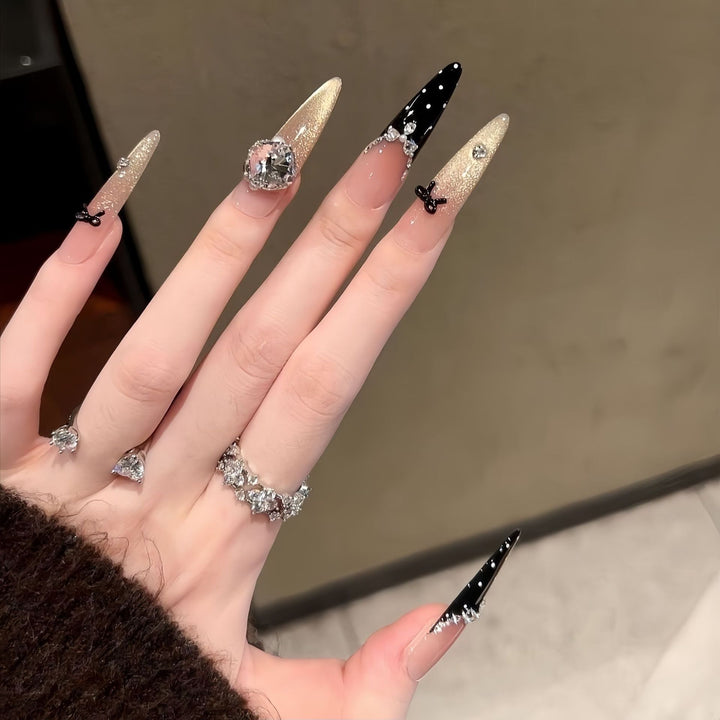 Elegant Crystal-Embellished Stiletto Press-On Nails Kalsten