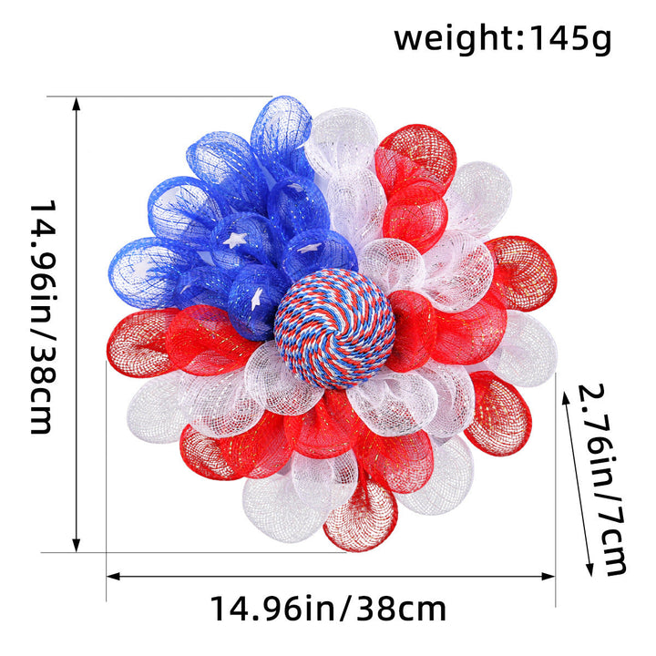 Unisex nan patriotic pom pom front door wreath with star embellishments Kalsten