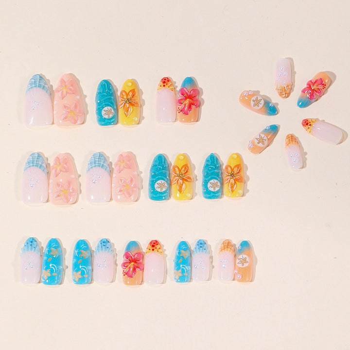 Extravagant Coastal Floral Nail Art Extensions Kalsten