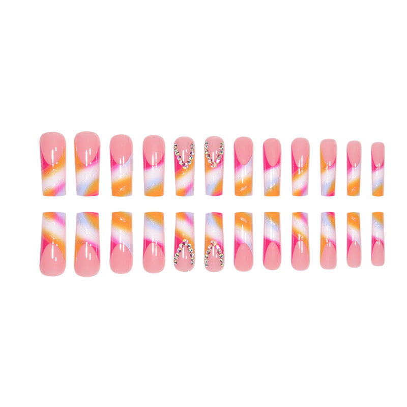 Decorative Rhinestone Art Long Stiletto Press-On Nails Kalsten