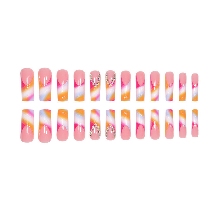 Decorative Rhinestone Art Long Stiletto Press-On Nails Kalsten