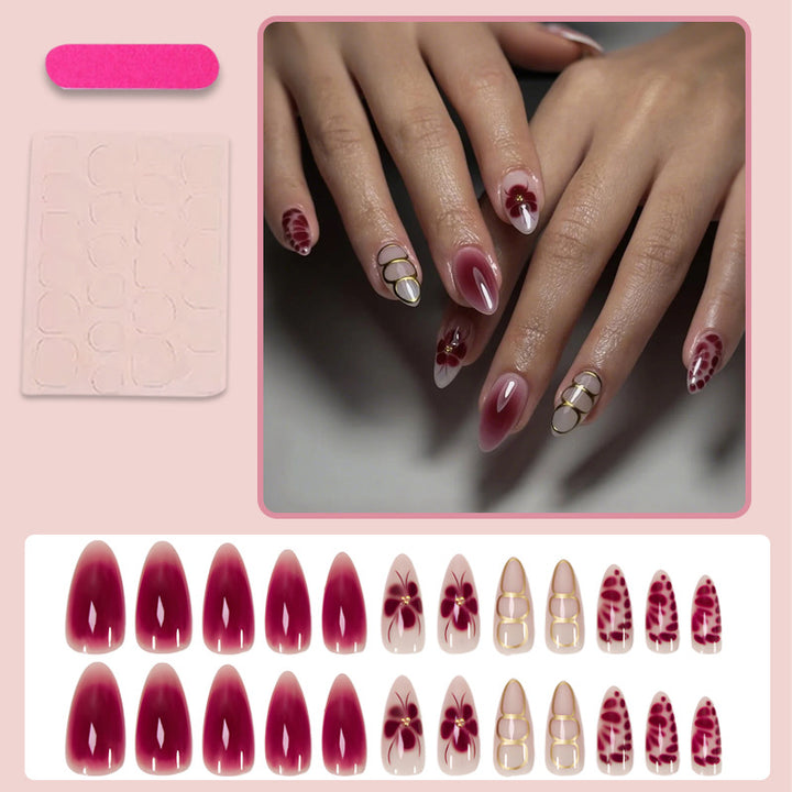 Art nail set with artistic floral and geometric details Kalsten