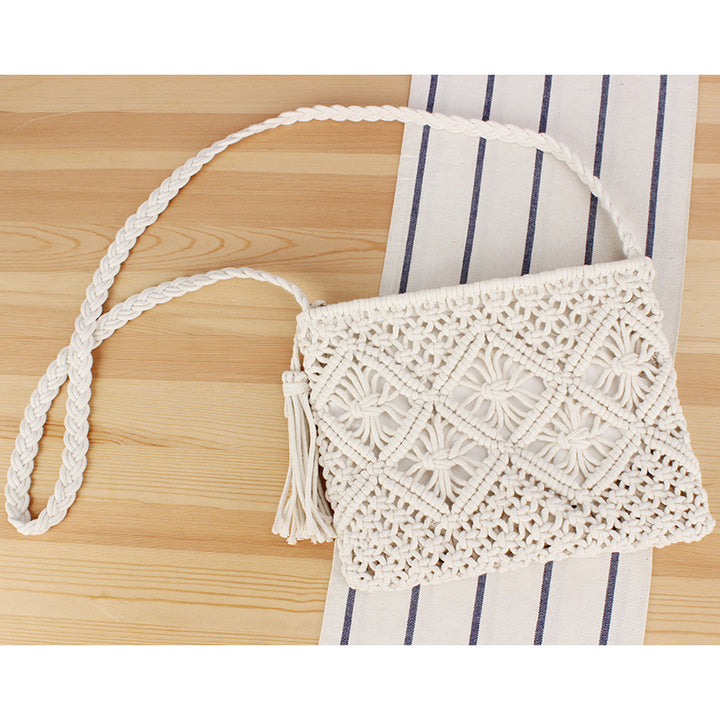Handcrafted Macrame Shoulder Bag with Tassels Kalsten