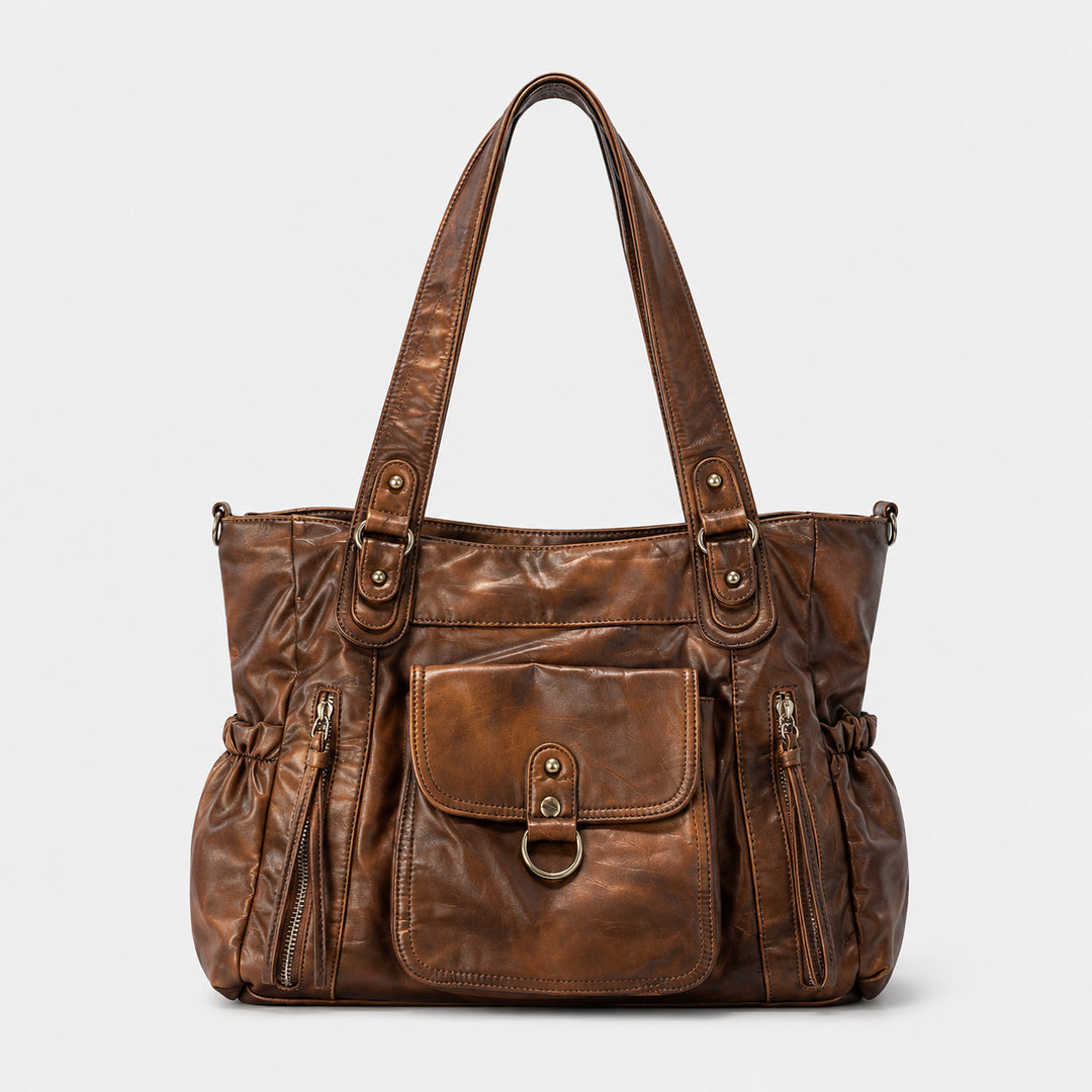 Spacious Multifunctional Leather Handbag