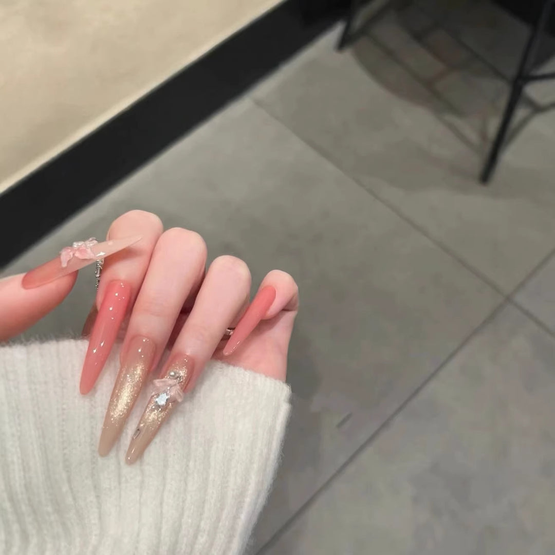 Decorative Glitter Stiletto Nail Extensions