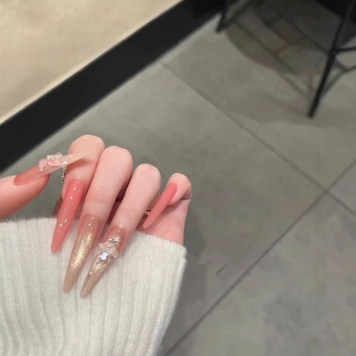 Decorative Glitter Stiletto Nail Extensions