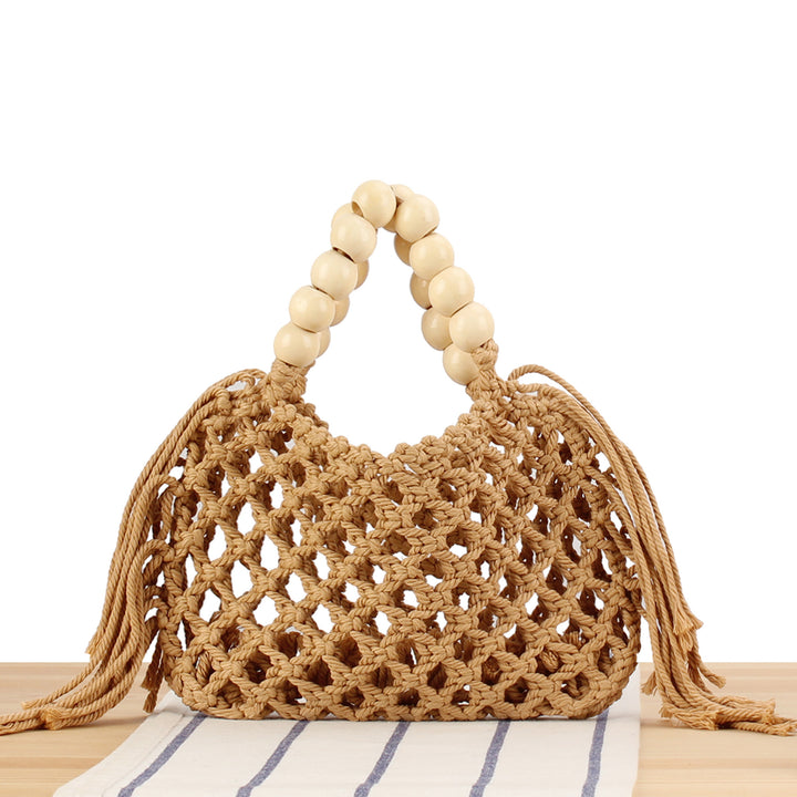 Handmade Macrame Bag with Wooden Handles Kalsten