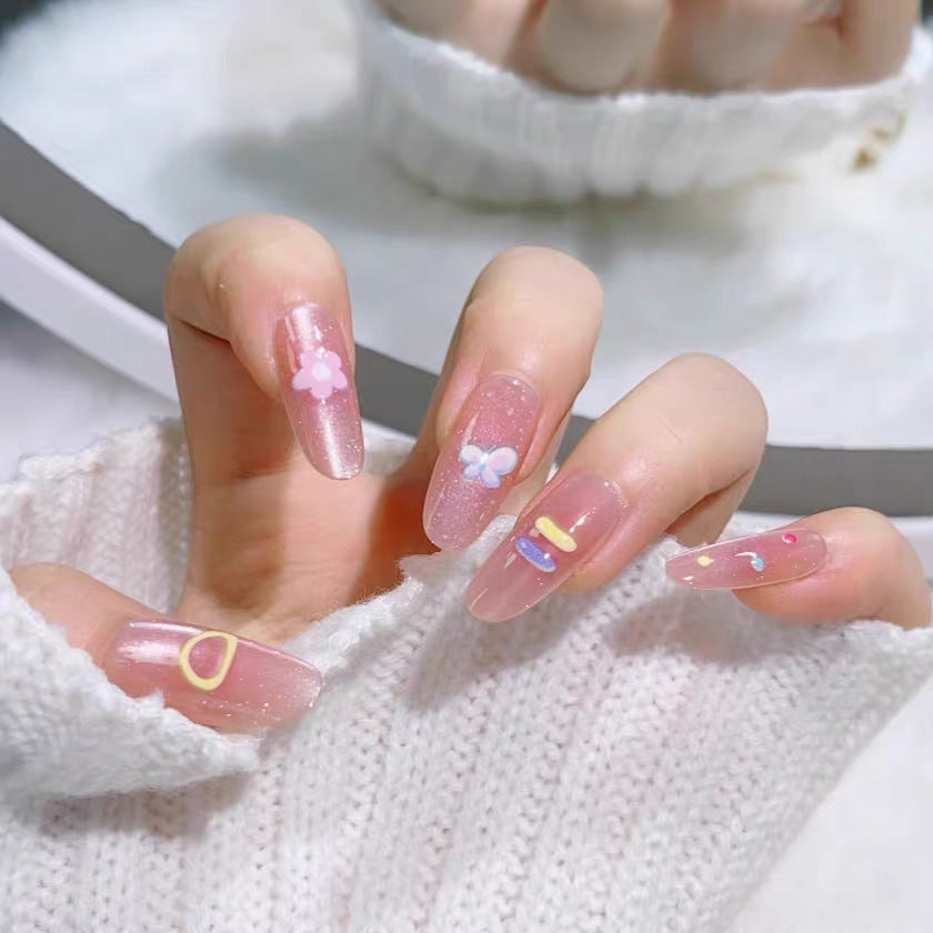 Elegant Stiletto Press-On Nails with Artistic Decor Kalsten