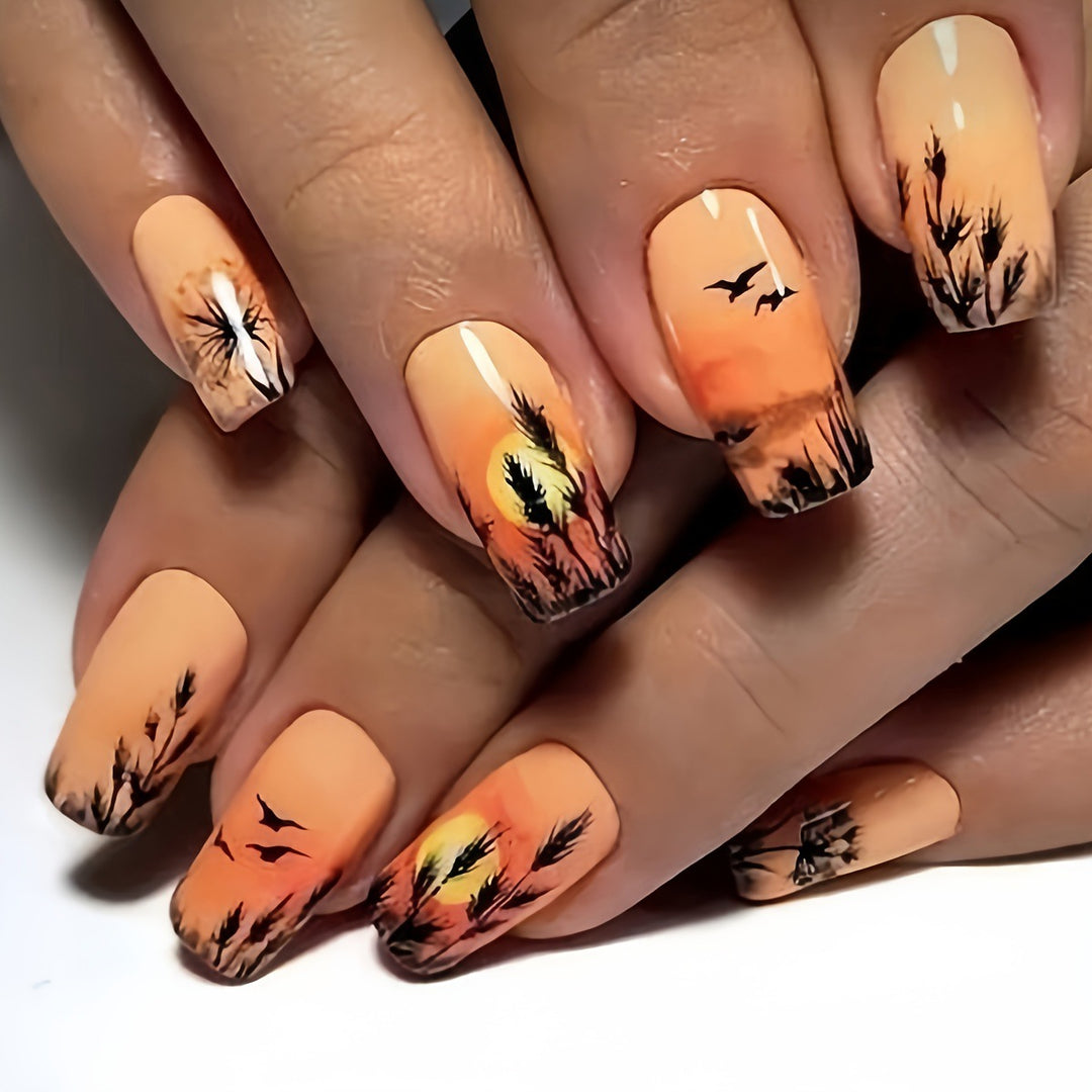 Artistic Sunset Landscape Nail Art Kalsten