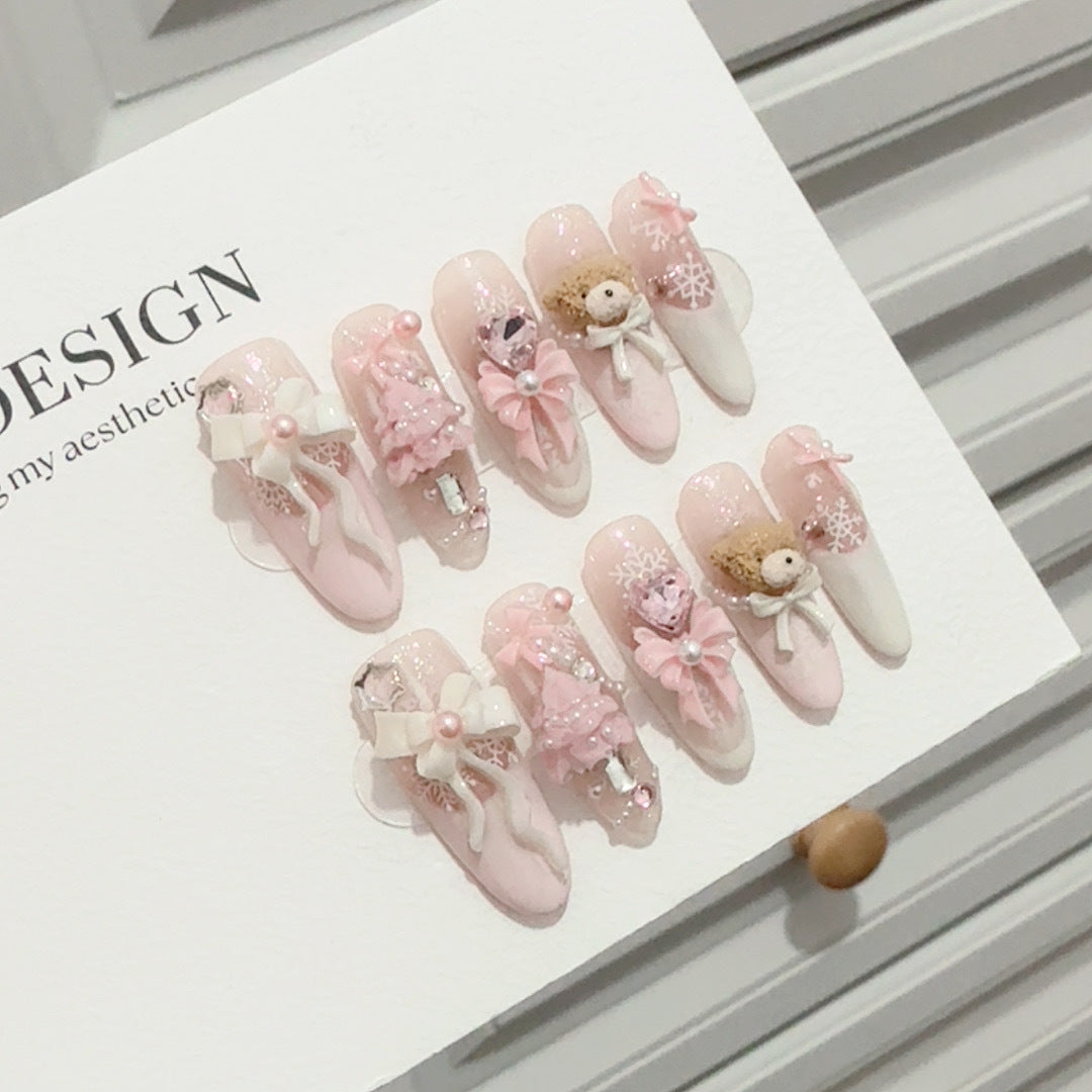 Whimsical Decorative 3D Press-On Nail Set