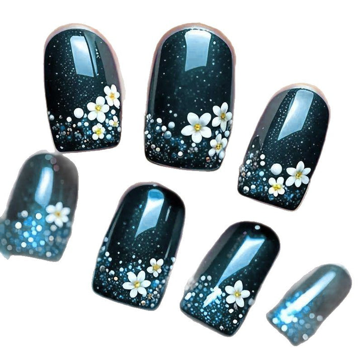 Floral Glitter Acrylic Nail Art Extensions Kalsten