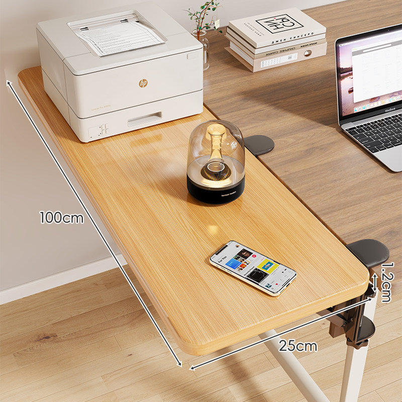 Clamp-On Adjustable Wooden Desk Side Shelf Extension with Foldable Bracket