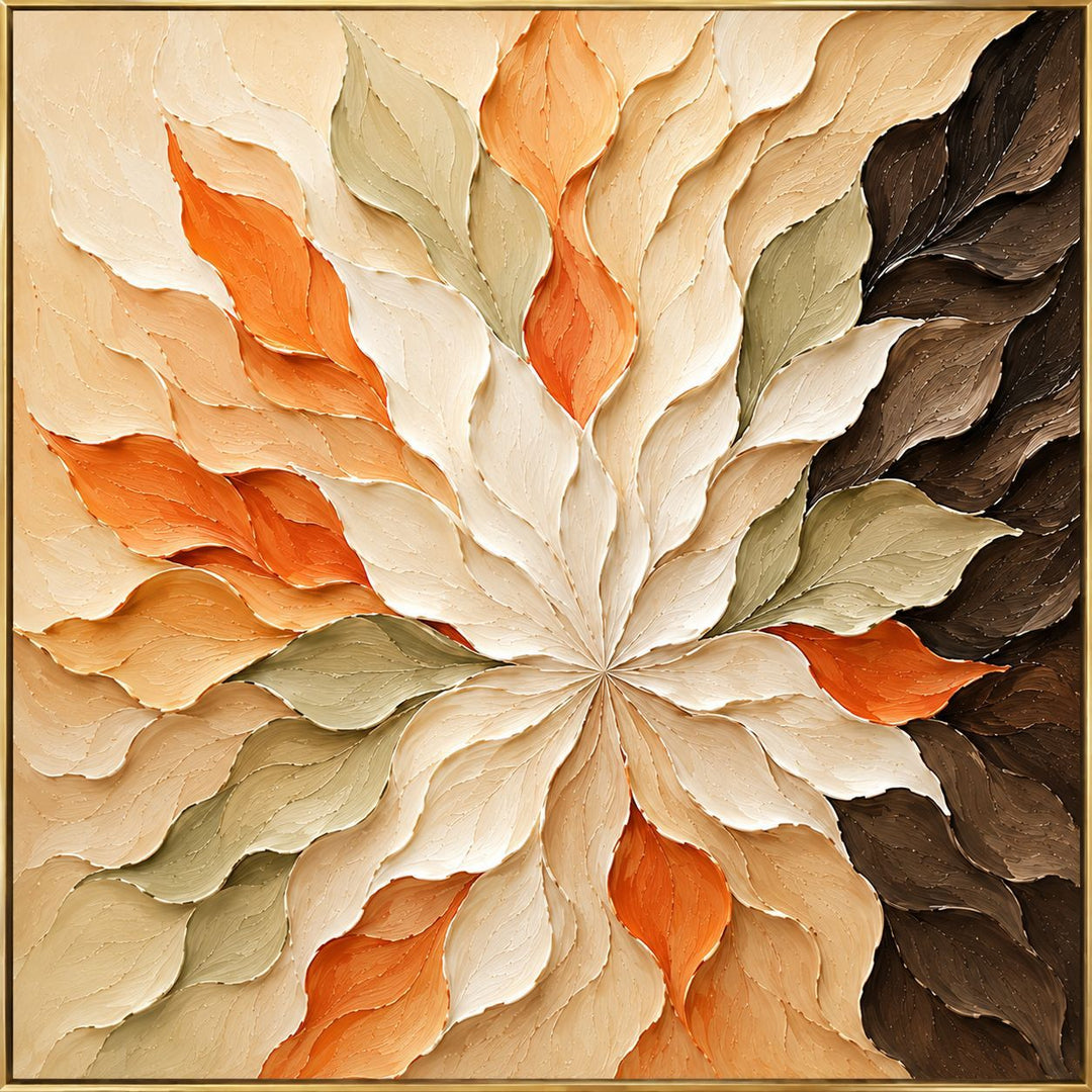 Textured Leaf Relief Canvas Artwork