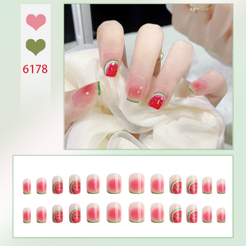 Creative acrylic nail set with watermelon pattern Kalsten