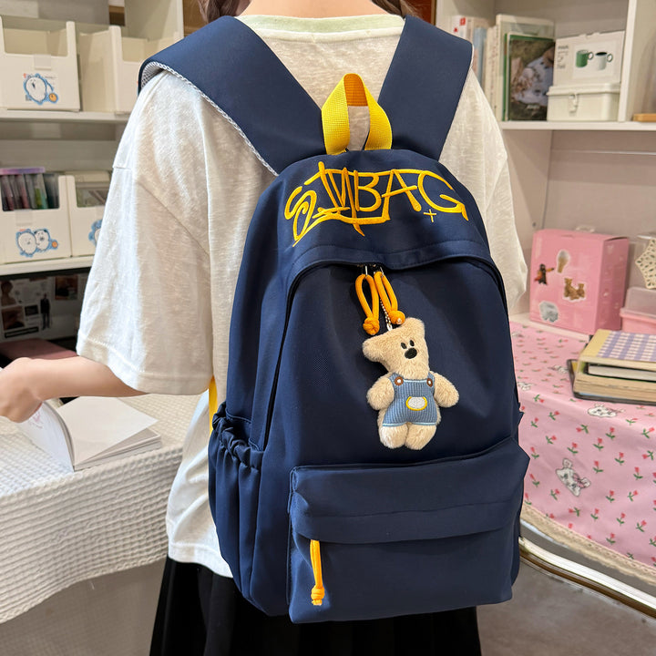Casual Backpack with Cute Plush Keychain Kalsten