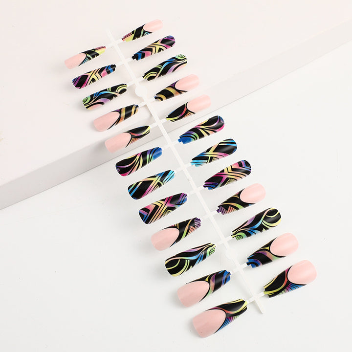 Artificial nail tips with colorful abstract design Kalsten