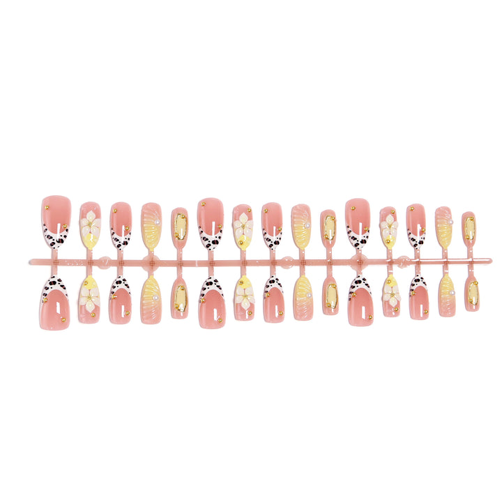 Artificial nail set with floral and golden applications Kalsten