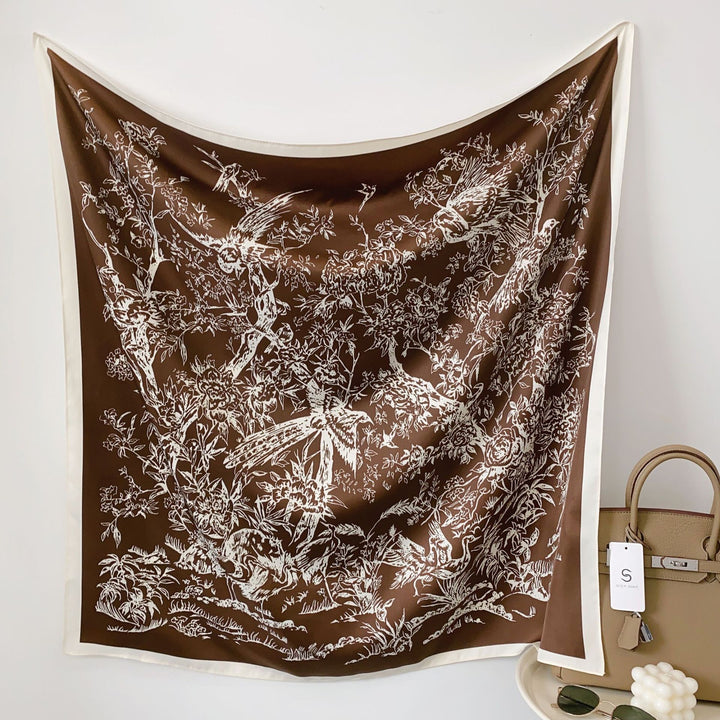 Women's silk scarf in elegant botanical design Kalsten