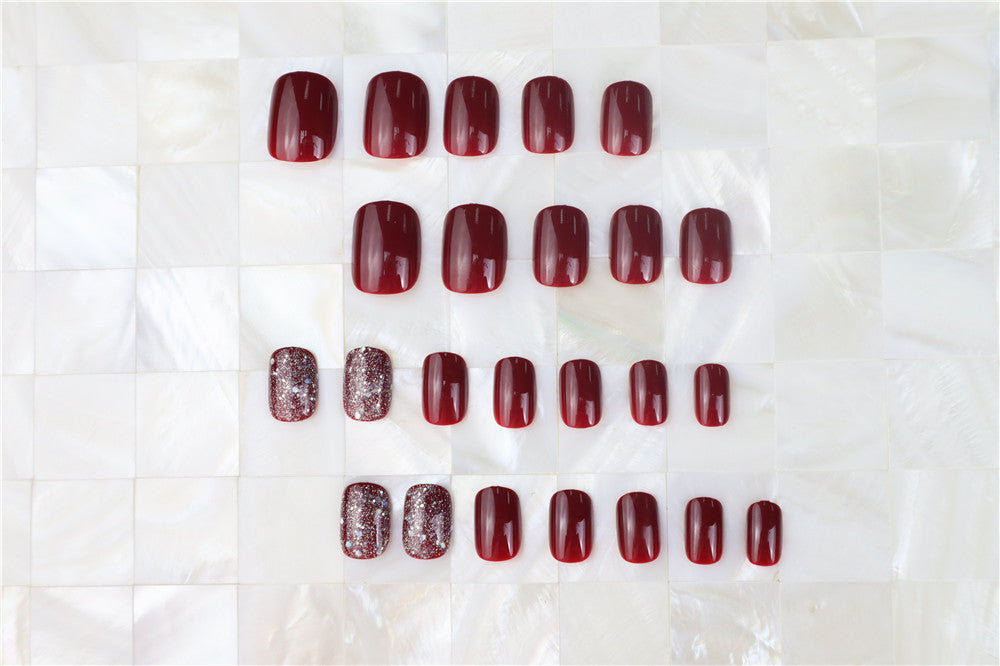 Glossy Press-On Nail Set with Glitter Accents Kalsten