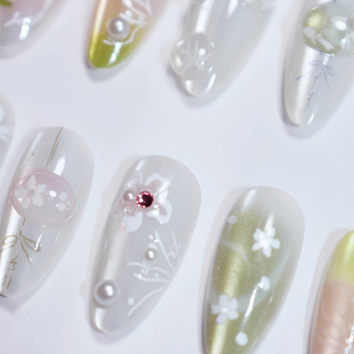 Floral Artistic Press-On Nail Set Kalsten