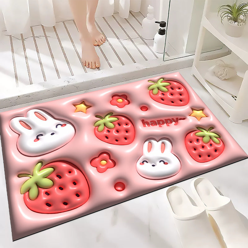 Floral Pattern Bath Mat for Bathroom