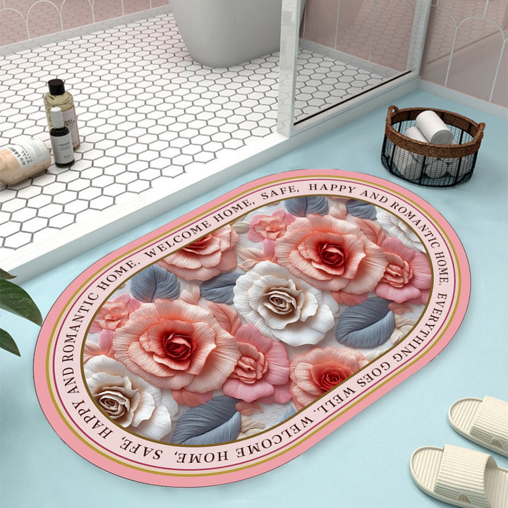 Floral Design Bath Mat Kalsten