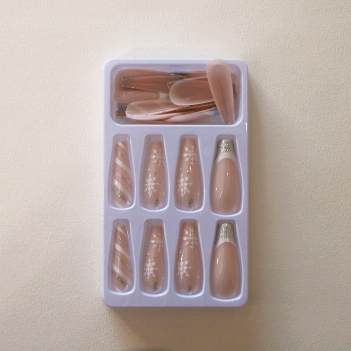 Decorative Press-On Nail Art Set with Glitter Accents