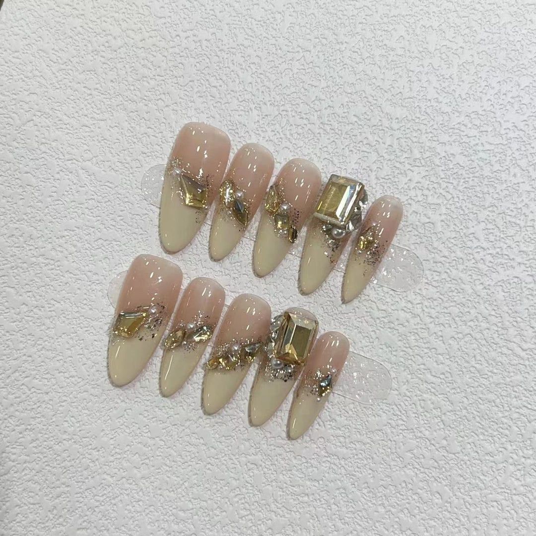 Glamorous Stiletto Press-On Nail Set with Metallic Accents Kalsten