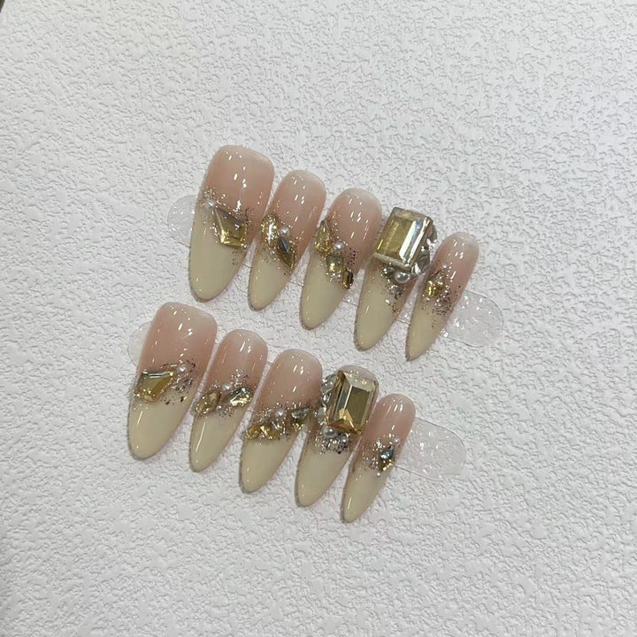 Glamorous Stiletto Press-On Nail Set with Metallic Accents Kalsten