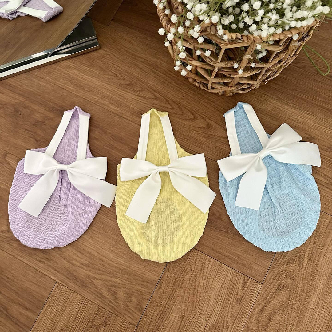 Infant Smocked Halter Romper with Oversized Ribbon  Back