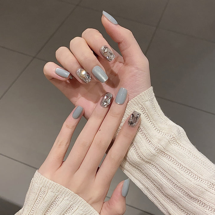 Elegant Long Press-On Nails Set with Artistic Tips Kalsten