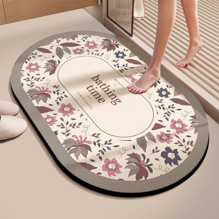 Decorative Floral Embossed Bath Mat