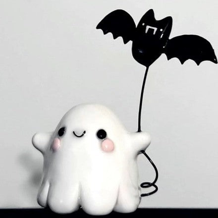 Whimsical Ghost and Bat Decorative Figurine Kalsten