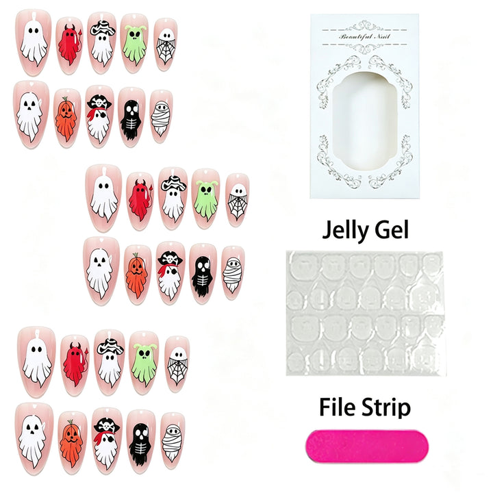 Halloween Nail Art Set with Creative Ghost Designs Kalsten