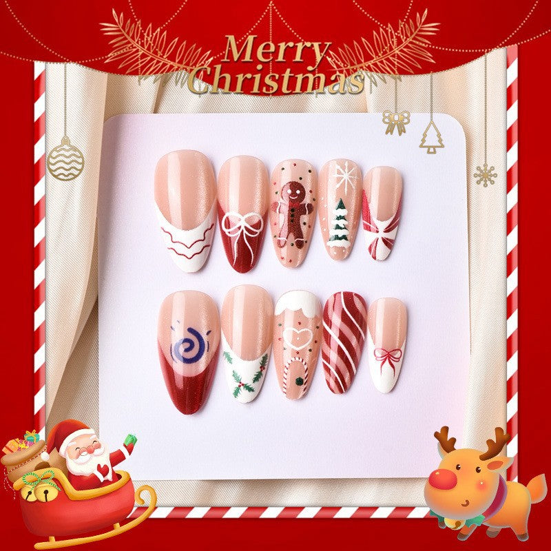 Christmas art nail set with festive gingerbread and Christmas tree motifs Kalsten