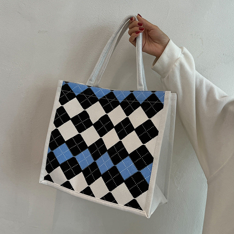 Elegant Checkered Pattern Tote Bag