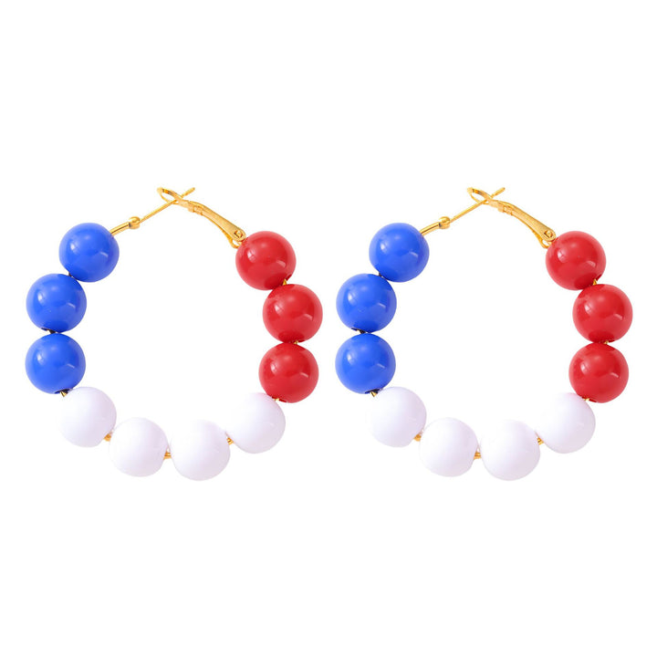 Ladies enamel earrings horseshoe with star stripe motif Kalsten