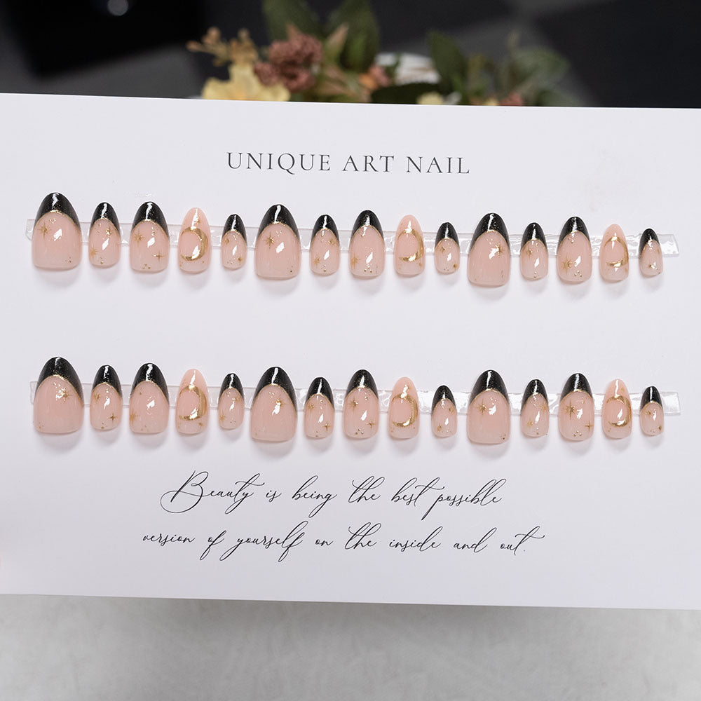 Elegant Gold-Tipped Stiletto Press-On Nails