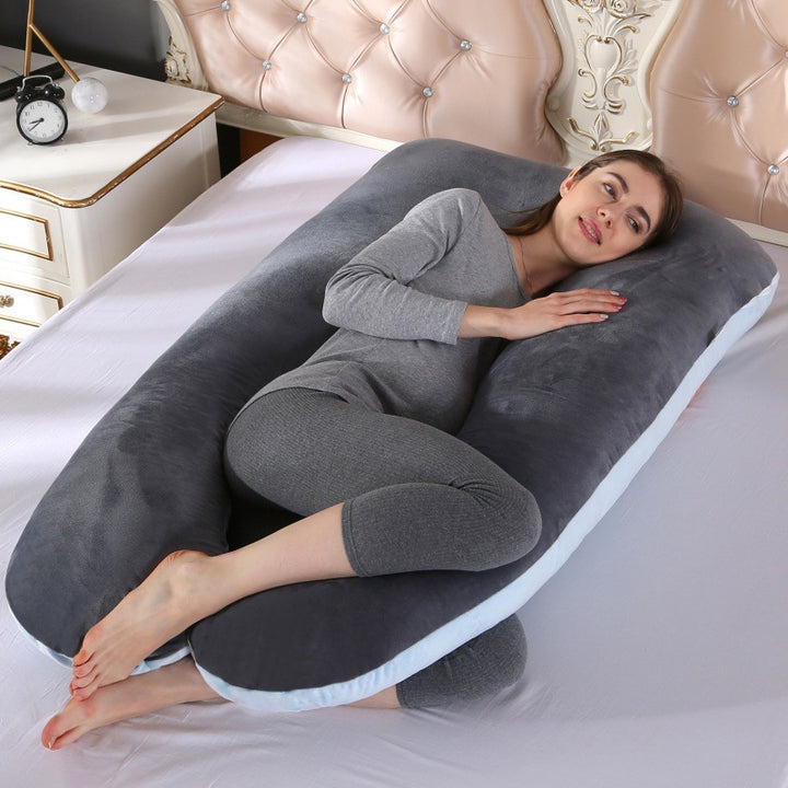 Full-Body U-Shaped Maternity Support Pillow With Removable Velour Cover