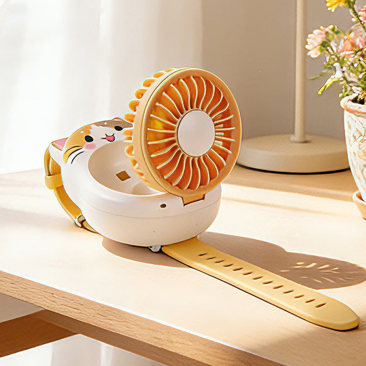 Women Portable Handheld Fan with Cute Cat Design Kalsten