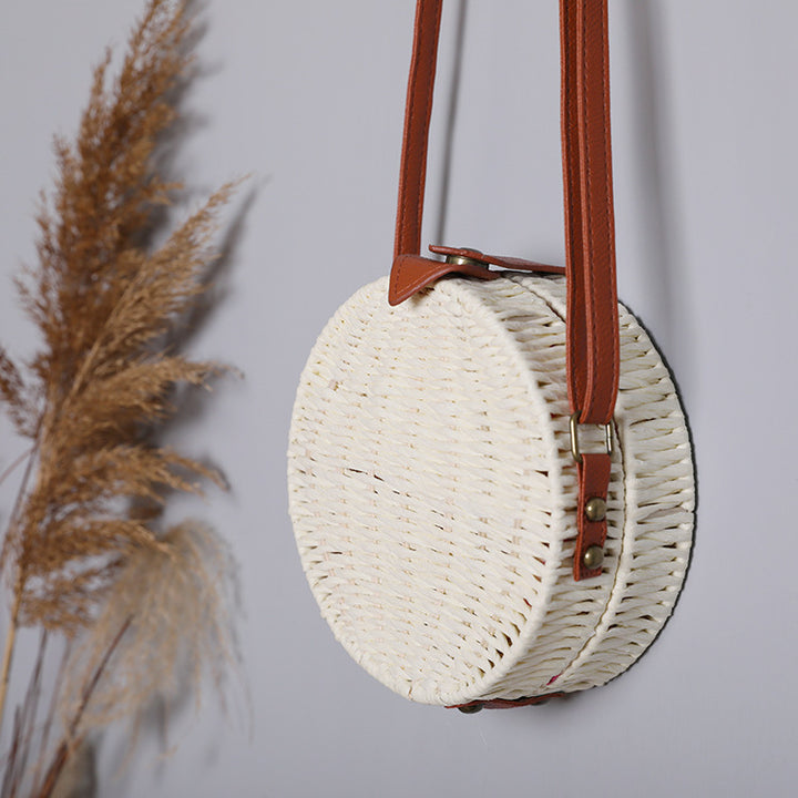Round basket bag with leather accents Kalsten